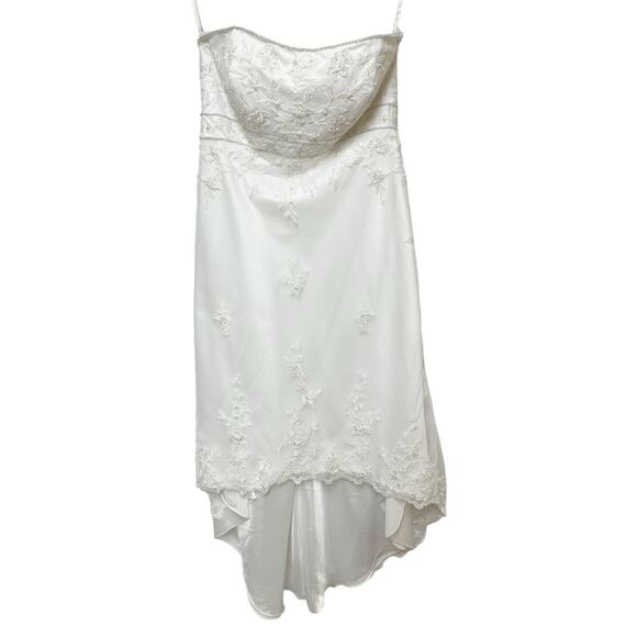 Galina Womens Satin Tulle Wedding Dress Strapless Button Back 12 - Picture 2 of 12